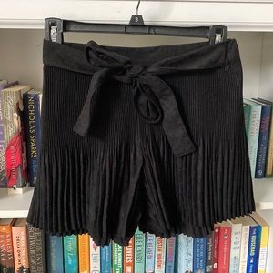 Zara Black velvet pleated shorts